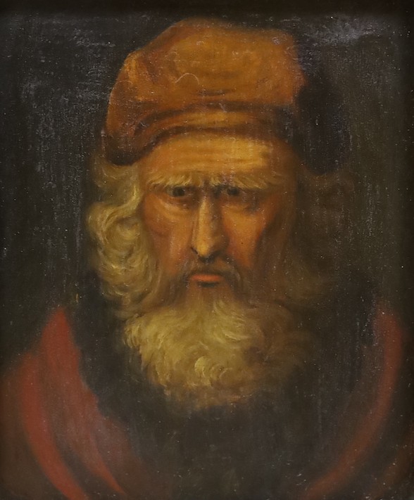 19th century Continental School, oil on panel, Portrait of a bearded man, 12 x 9.5cm